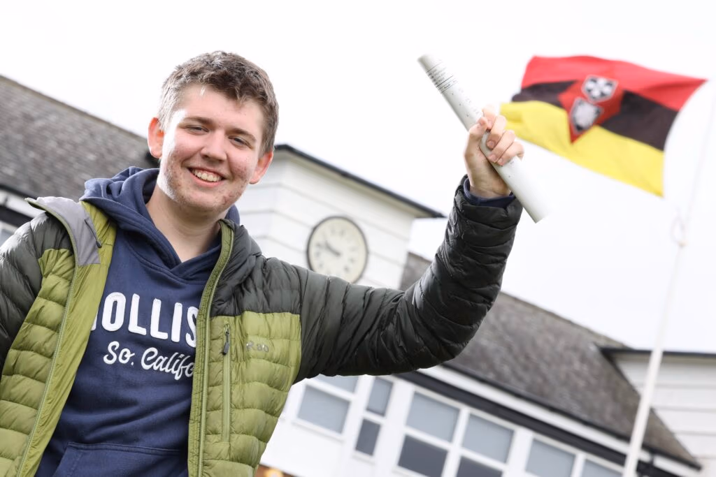 William Kirvan celebrates GCSE results