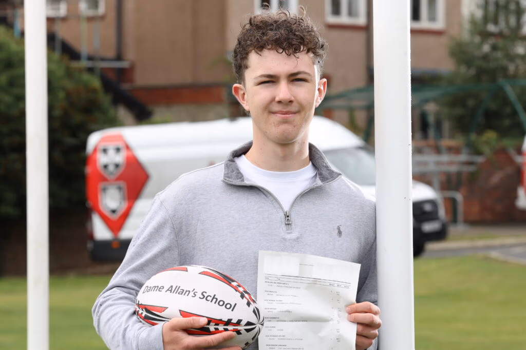 Zach-celebrates-GCSE-results-at-Dame-Allans-Schools